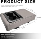 Car Center Console Armrest Pillow, 14"×8.3" Waterproof Leather Armrest Box Cover with Cup and Phone Holder, Soft Memory Foam Arm Rest Console Pad Protector for SUV Truck (Gray, Glossy)
