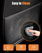 Leather Seat Back Protector Designed for Tesla Model Y Model 3 Model S/X Accessories(Includes 2025 Model Y & 2024-2025 Model 3 Highland), Wear-Resistant Kick Mats with Organizer Pocket, Set of 2