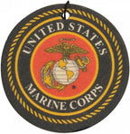 US Marine Corps Air Freshener, Fresh Linen Scent, 2.75 inch Round, Made in USA