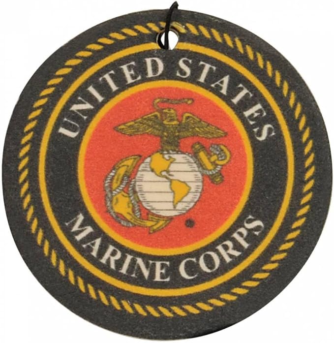 US Marine Corps Air Freshener, Fresh Linen Scent, 2.75 inch Round, Made in USA