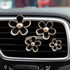 Flowers Air Vent Clips Car Air Freshener,4pcs Black Girly Daisy Flower Car Accessories for Women,Lavender Scent Decorations Refillable Clips On Air Freshener