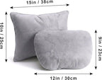 2PCS Car Pillow for Car Neck Pillow for Driving Seat Neck Support Soft Cushion Back Support Head-Rests for Vehicle Sleeping with Elastic Adjustment Strap (Grey, Head and Lumbar)