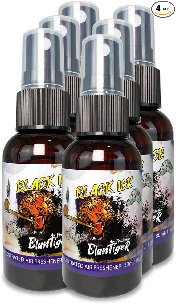 High Concentrated Strong Oil Based Air Freshener 30ml/1oz Car, Room, Home and Bathroom Deodorizer & Odor Eliminator Spray (Inspired by Black Ice, 6Pack)