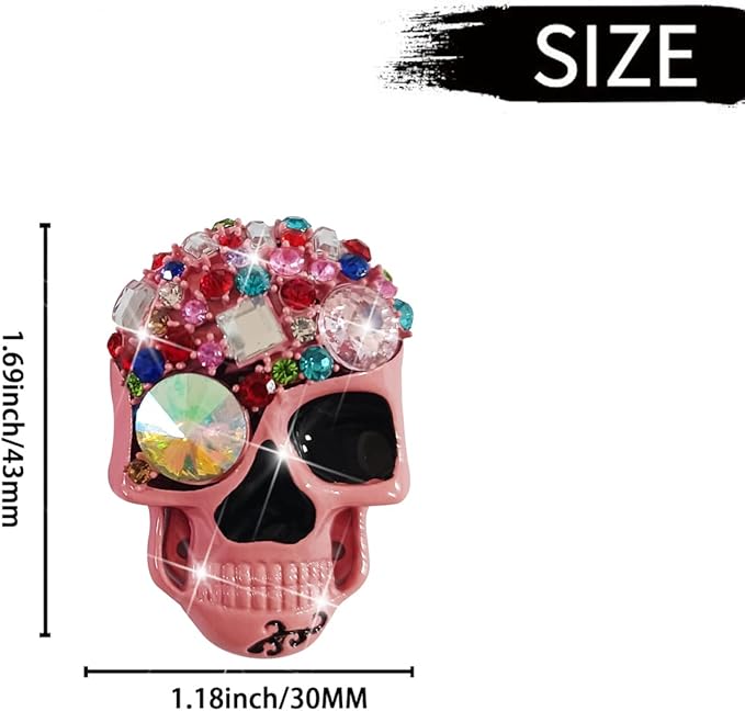 Pink Skull Air Vent Clips, 2 Pcs Bling Skeleton Car Air Fresheners Vents Clips Funny Car Diffuser Diamond Car Interior Decor Cute Car Accessories Car Decoration for Women +Sunflower Mask Hook