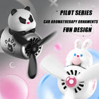Car fragrance diffuser pilot air outlet fragrance diffuser cartoon rotating fan leaf perfume cute cartoon shape perfume air freshener with 2 fragrances (panda)
