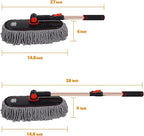 Car Duster Grey Set-Stocking Stuffers Gifts for Men Women-Microfiber Multipurpose Duster,Interior & Exterior Cleaning Tools,Dashboard Detailing Brush,Scratch Free with Extendable Handle,2 Packs