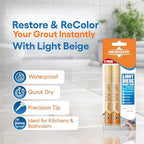Light Beige Grout Paint Pen Tile Grout Colorant & Sealer Marker, Quick-Dry, Ideal for Bathroom, Shower, Kitchen Tiles Restores Grout Lines, 3 Adjustable Tips (2-3 mm) 2 Pack