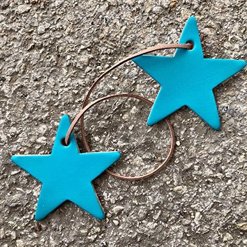Air Flair | Leather Car Air Freshener | Double Star (Turquoise, Leather Scent)