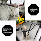Lukovee Dog Car Seat Belt, 2 Pack Headrest Restraint Seatbelt, Adjustable Pet Safety Leads with Reflective Elastic Bungee for Dog Harness Collar Travel Daily Use (Black,Headrest)