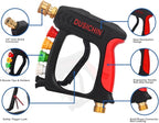 DUSICHIN Foam Cannon Short Pressure Washer Gun 1/4 Inch Quick Connector,5 Pressure Washer Nozzle Tips Car Wash Foam Gun 3/8'' Swivel Quick Connector,M22-14mm M22-15mm Fitting,Not Use with Garden Hose