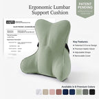 Lumbar Support Pillow (Pat. Pend) for Couch & Recliner, Ergonomic Chair Back Support for Lower Back Pain Relief, Back Support for Couch, with Adjustable Strap to Stay in Place, Celadon Green