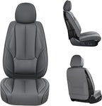 Coverado Front Seat Covers, Waterproof Nappa Leather Car Seat Cover, Sideless Car Seat Covers Front Seats, Driver Seat Cover, Car Seat Protector Universal Fit for Most Sedans SUV Truck, Grey