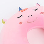 Sexysamba Cartoon Headrest & Neck Pillow for Kids Boys & Girls, Teens, Travel Accessories for Airplane, Car, Recline, Memory Foam Cute Travel Pillow with Sleep Eye Mask - Pink Unicorn