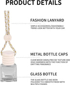 5PCS Hanging Car Air Freshener, Auto Interior Decoration 8 ml Oil Diffuser Perfume Aromatherapy Pendant Empty Glass Bottle, Fragrance Ornament with Vent Clip Wooden Cap and Rope (Square)