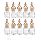 10 Packs Car Hanging Diffuser Empty Glass Perfume Bottles Air Freshener Diffuser Bottle Pendant Oil Fragrance Aromatherapy Bottle Ornament Decor (round)