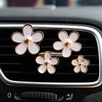 Daisy Air Vent Clips, 4 Pcs Cute Flower Car Air Conditioning Outlet Clip Car Air Freshener Clip Charm Car Inter Decor Accessories for Women (White)