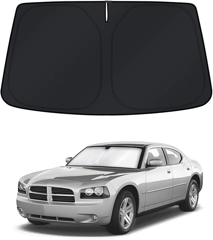 KUST Windshield Sun Shade for 2006–2010 Dodge Charger Window Accessories Shade Sun Visor Foldable Block UV Rays Keep Car Cooler