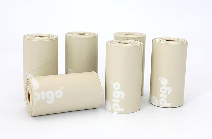 Compostable Disposable Diaper Bags Refills | 6 Rolls, 72 Leak-Proof, XL Biodegradable Baby Poop Bags | Eco-Friendly Diaper Trash Bags for Home, Travel, Pet Waste | Odor-Free,