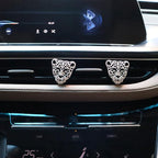 Leopard Car Accessories,2pcs Silver Leopard Head Car Air Freshener Vent Clip for Women Teens,Refillable Essential Oils Perfumes Diffuser