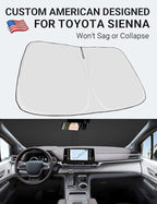Proadsy Windshield Sun Shade for Sienna Mini Van 2021-2025 2026 4-Layer Foldable Front Sunshade Protector Sun Visor Blocks UV Rays Keep Car Cooler