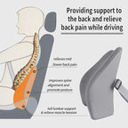 Memory Foam Lumbar Support Pillow for Car - Back Support for Car Seat (Gray)