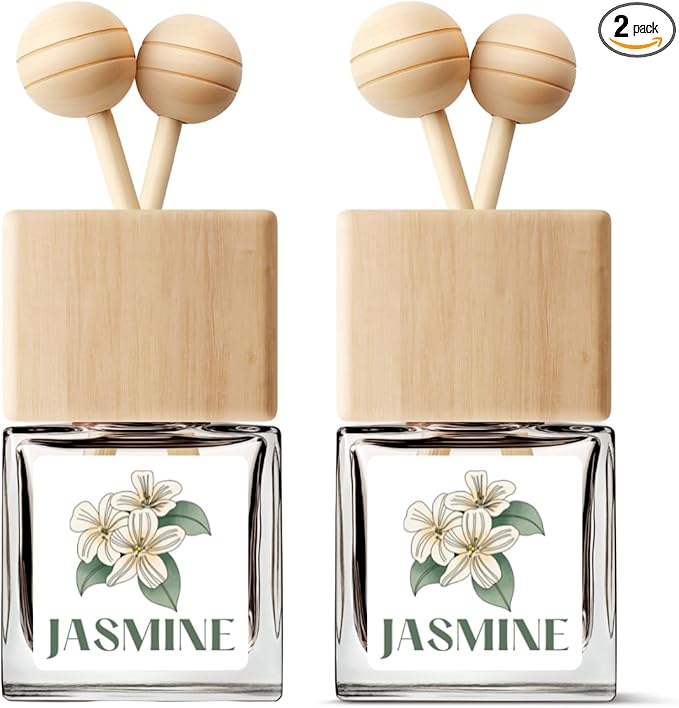Car Air Freshener | Jasmine Scent Car Fresheners for Women & Men | Long Lasting Fragrance Car Scents | Air Diffuser with Car Vent Clip (2 Pack)
