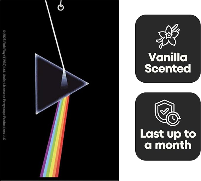 Rocksax Pink Floyd Darkside Hanging Air Freshener – Long-Lasting Vanilla Car Air Freshener for Home & Office – Double-Sided Print Rock Band Memorabilia Car Fresheners