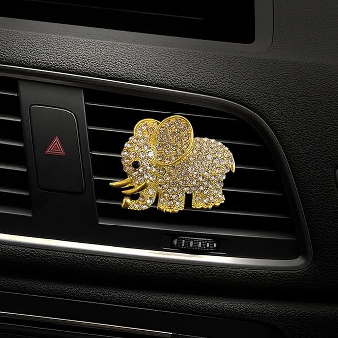 Tznyly Car Decor Car Fresheners For Women Bling Car accessory Car Air Outlet decor Bling Car accessory For Women Car Aromatherapy Car Air Vent Clip Charm Car air freshener Set of 2 elephants
