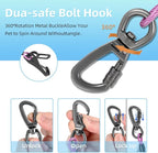 3-in-1 Dog Car Seat Belt Harness - Chew-Proof Steel Cable Seatbelt with Heavy-Duty Buckle & Clip - High Tensile Strength Car Safety Restraint for Small, Medium, Large Dogs (Purple, 32 inch/80 CM)