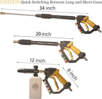 GDHXW Adjustable Length High Power Washer Gun 5000PSI,with Foam Cannon and Pressure Washer Gun Accessories