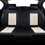 FLORICH Rear Automotive Seat Covers Leather Car Seat Covers Waterproof Back Seat Cover Universal Seat Cushion Protector for Most Cars Trucks SUV-Black&Beige