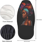 Delerain Car Seat Covers Set 2Pcs, Black African Women Glitter Universal Front Car Seats Vehicle Enterior Protector Suitable Fits Most Car Auto SUV Sedan Truck