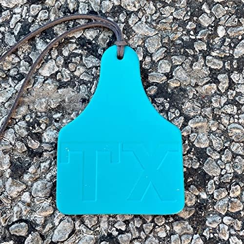 Air Flair | Leather Car Air Freshener | Cow Tag TX Brand (1) Leather Scent, Turquoise)