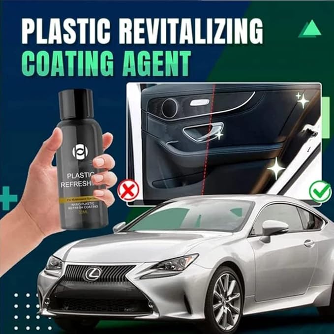 RJDJ Plastic Restorer for Cars, Trim & Exterior – Plastic Revitalizing Coating Agent, Restores Faded Plastic, UV Protection, Car Shine Refurbishing Solution (30ml-3pcs)