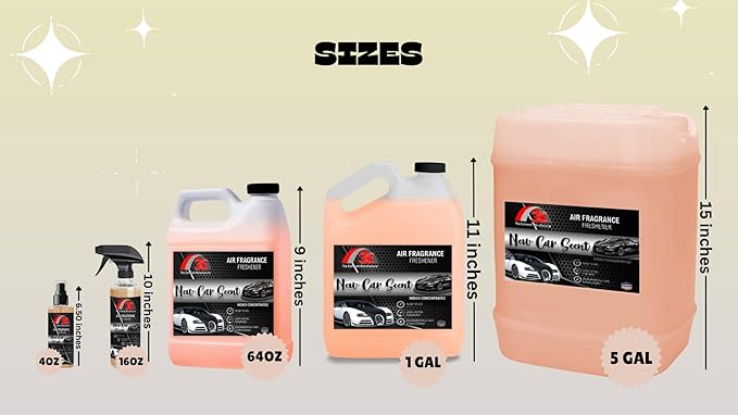3E Car Air Freshener Concentrate – 64 oz – Professional Automotive Fragrance – Multiple Scents (New Car Scent)