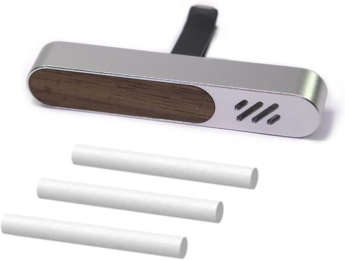 Luxury Car Air Freshener Vent Clip – Premium Wood & Metal Diffuser in Multiple Colors & Scent Kits – Reusable, Unisex for Men & Women (Platinum Silver, Pure Neutral Trio)