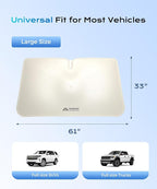 [2025 Upgrade]Coverado Sunshade for Car Windshield, UPF80+ Full-size Trucks/SUVs Windshield Sun Shade Blocks Heat & UV Rays, Thickened Vinyl Coating Keep Cool and Protect Interior, Foldable L 61”x34”