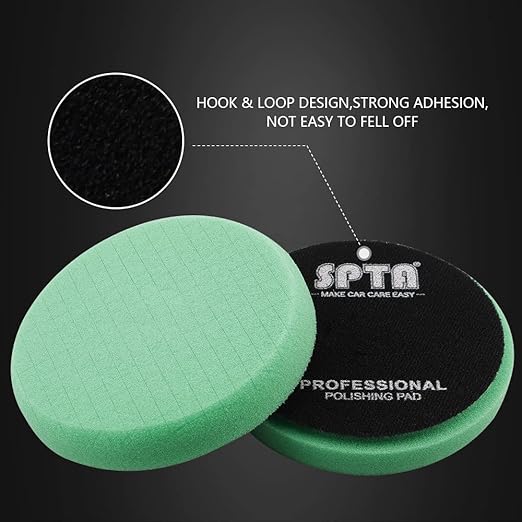 Green T120 Heavy-Cut Polishing Foam Pad, SPTA 1Pc 6.5 Inch Face for 6 Inch 150mm Backing Plate Compound Buffing Sponge Pads for Car Buffer Polisher Compounding, Polishing and Waxing -FPTSS6G
