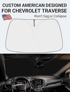 Proadsy 2026 Upgrade Front Windshield Sun Shade Foldable Sunshade Protector Custom Fit 2018-2023 Traverse LS, LT, RS, Redline, Premier, High Country SUV Accessories