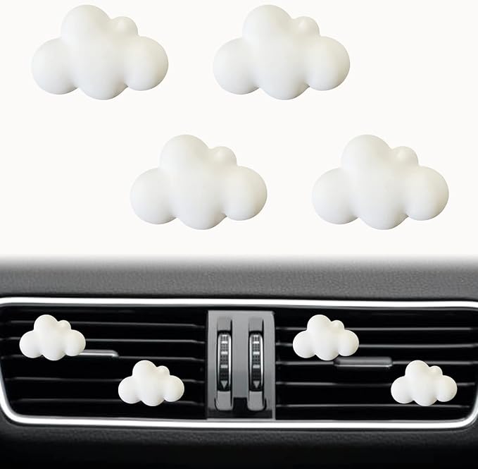 4 Pcs Cloud Air Vent Clips, Cute Cloud Car Air Fresheners Vents Clips Funny Automobile Diffuser Vent Clips Car Interior Decor Charm Cute Automobile Accessories Decoration for Women