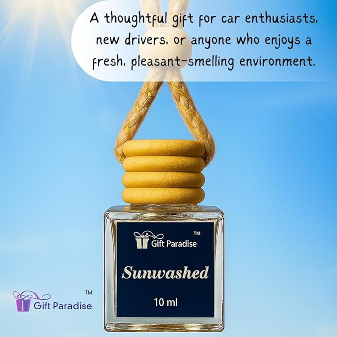 Morning Sunshine scent, Set of three Sunwashed Scented Car Air Freshener in Velvet gift bag– Fragrance Oil Diffuser – Long Lasting, Non-Toxic Hanging Car Fragrance for Men & Women – Clean Linen Scent
