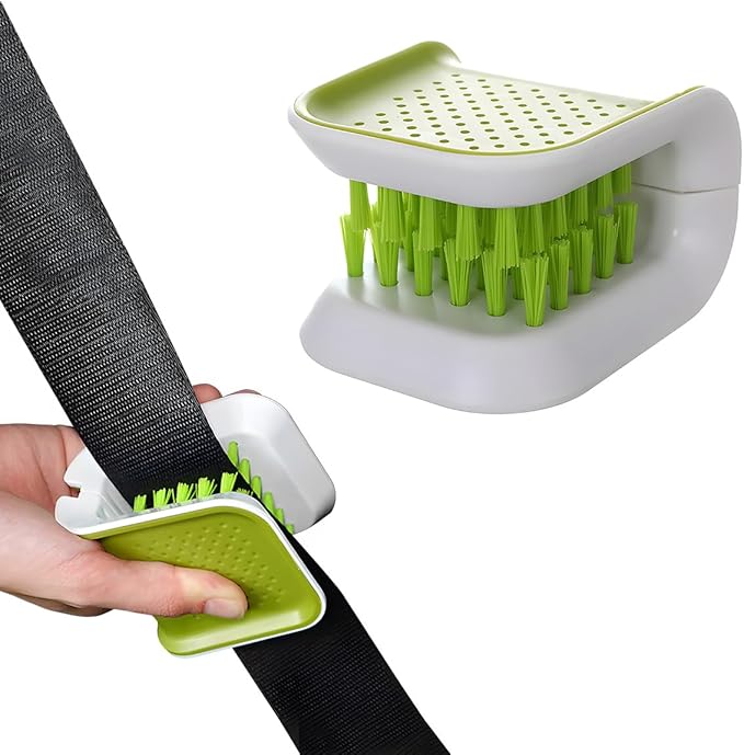 Car Seat Belt Cleaning Brush, U-Shaped Auto Interior Washing Brush with Double-Sided Bristles, Closeable Safety Belt Bristle Scrubber Cutlery Cleaner Brush for Car Home (1 PCS)