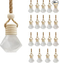 20pcs 8ML Diamond Shaped Glass Perfume Empty Bottles Five Line Lids Diamond Shaped Perfume Bottles Clear Glass Essential Oil Diffuser Oil Aromatherapy Perfume Hanging Bottles with Wooden Lids and Hanging String