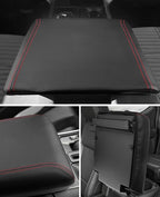 INTGET Center Console Cover for 2025 2026 Ford F150 Accessories Interior 2021 2022 2023 2024 Car Middle Arm Rest Armrest Lid Seat Cover Protector Elbow Cushion Pad (red Stitches, 2021-2026)