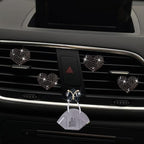 Black Heart Air Vent Clips, 4 Pcs Bling Heart Air Fresheners Vents Clips Diamond Car Interior Decor Charm Cute Car Accessories + Cute Butterfly Mask Hook