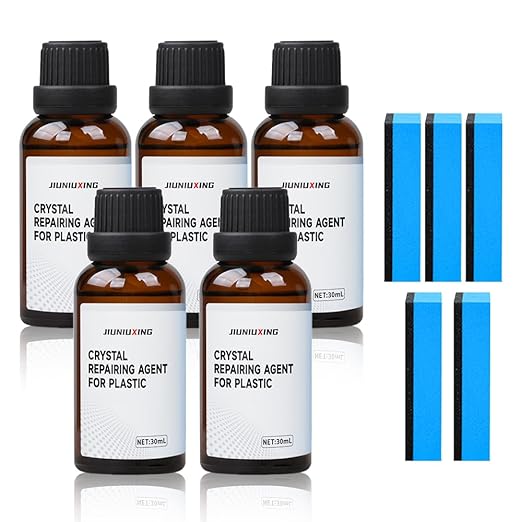 Plastics Parts Crystal Coating, 2025 New Car Crystal Coating for Car Plastic Parts, Coating Agent for Automotive Plastics, Crystals Coating Plastic Restorer, Cars Trim Restorer with Sponge (5)