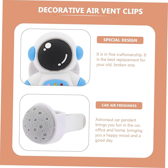 Vaguelly 2 Sets Car Dashboard Decorations Astronaut Air Diffuser Air Car Vent Clips Decorative Air Conditioning Outlet Fresheners Vent Clips Auto Accessories