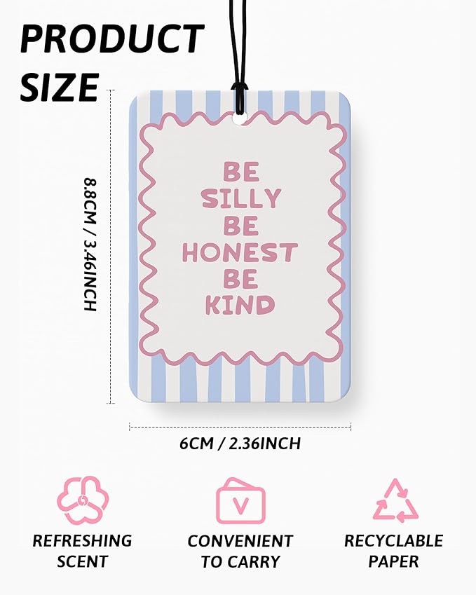 Girly Car Air Freshener 4 Pcs Coconut Scented, Inspirational Daily Affirmations Car Accessories Mirror Decor for Women, Long Live Girlhood Hanging Air Freshener for Cars Closet Drawer Books