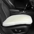 Genuine Sheepskin Auto Seat Pad, Soft Wool Seat Cover Breathable and Sweat-Wicking Universal Fit,19.2 inch x19.2 inch (Front seat Cushion 2pcs & Rear seat Cushion 1pc, Ivory White)