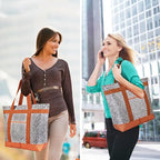 CIVJET Insulated Reusable Tote Bag for Grocery Shopping for Women/Men, Pizza/Food Delivery Bag to Keep Food Cold/Hot for Commercial Delivery Services, Cooler bags for Travel/Beach/Picnic, Cow Print